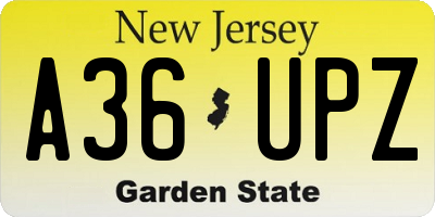 NJ license plate A36UPZ