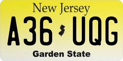 NJ license plate A36UQG