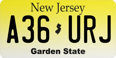 NJ license plate A36URJ