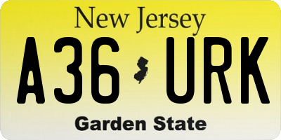 NJ license plate A36URK