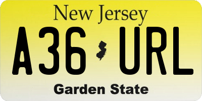 NJ license plate A36URL