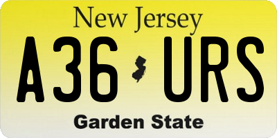 NJ license plate A36URS