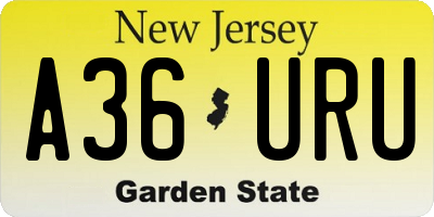 NJ license plate A36URU