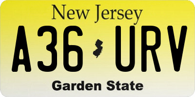 NJ license plate A36URV