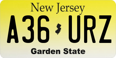 NJ license plate A36URZ