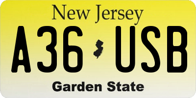 NJ license plate A36USB