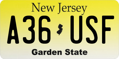 NJ license plate A36USF