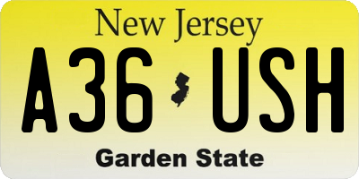 NJ license plate A36USH