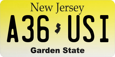 NJ license plate A36USI