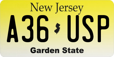 NJ license plate A36USP