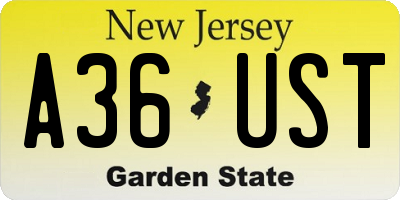 NJ license plate A36UST