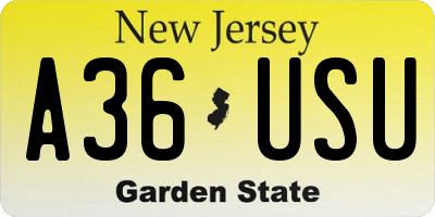 NJ license plate A36USU