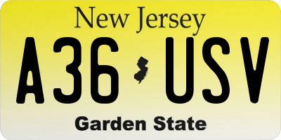 NJ license plate A36USV