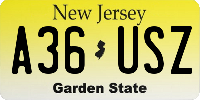 NJ license plate A36USZ