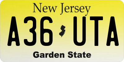 NJ license plate A36UTA