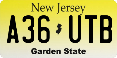 NJ license plate A36UTB