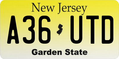 NJ license plate A36UTD