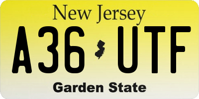 NJ license plate A36UTF