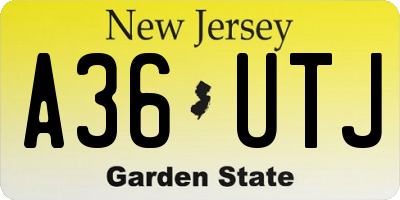 NJ license plate A36UTJ
