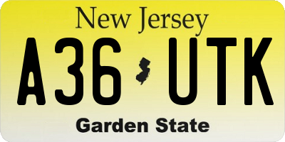 NJ license plate A36UTK