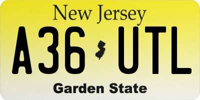 NJ license plate A36UTL