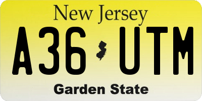 NJ license plate A36UTM
