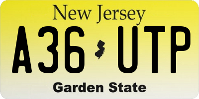 NJ license plate A36UTP