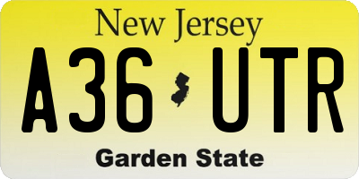NJ license plate A36UTR