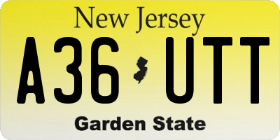 NJ license plate A36UTT