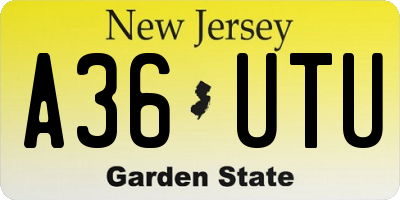 NJ license plate A36UTU