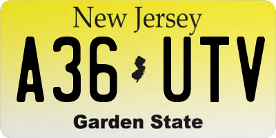NJ license plate A36UTV