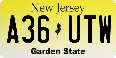 NJ license plate A36UTW