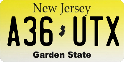 NJ license plate A36UTX