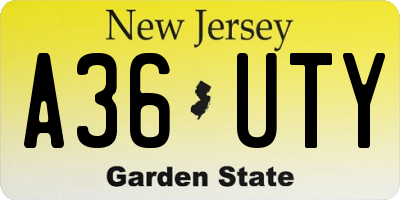 NJ license plate A36UTY