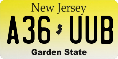 NJ license plate A36UUB