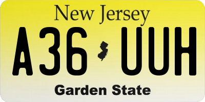 NJ license plate A36UUH