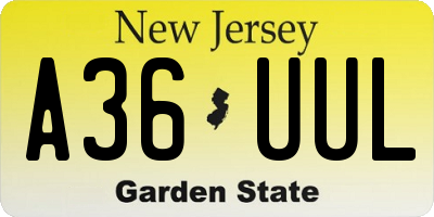 NJ license plate A36UUL