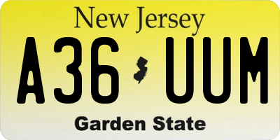 NJ license plate A36UUM