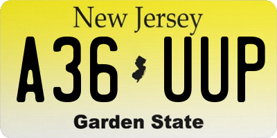NJ license plate A36UUP