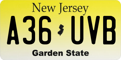 NJ license plate A36UVB