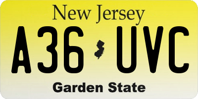 NJ license plate A36UVC