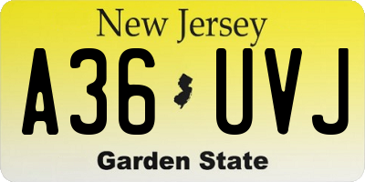 NJ license plate A36UVJ