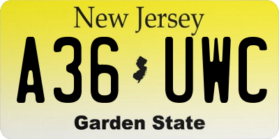 NJ license plate A36UWC