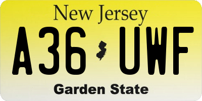 NJ license plate A36UWF