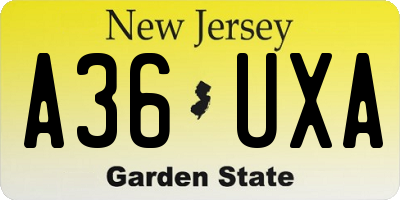 NJ license plate A36UXA