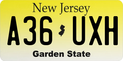 NJ license plate A36UXH