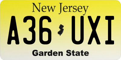 NJ license plate A36UXI