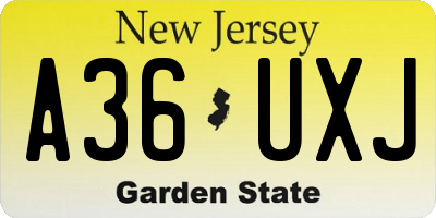 NJ license plate A36UXJ