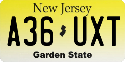 NJ license plate A36UXT