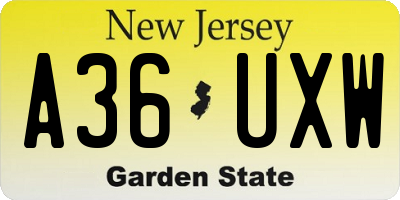 NJ license plate A36UXW